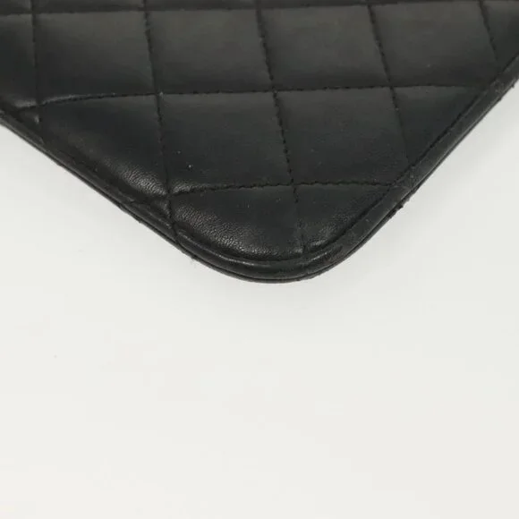 CHANEL Matelasse iPad Case Lamb Skin Black Silver CC Auth 141696 - Picture 4 of 16